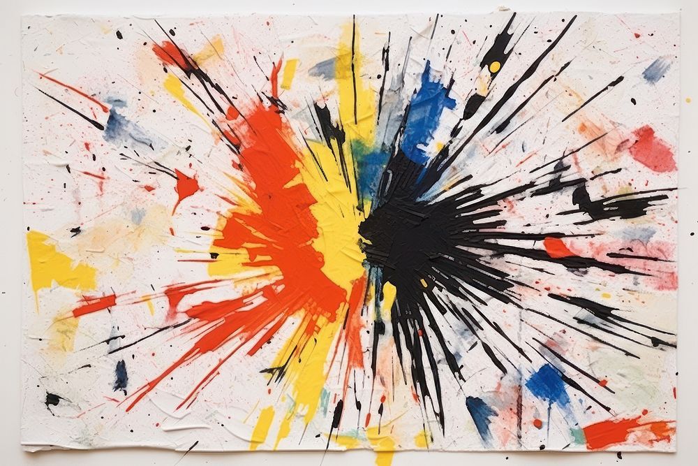 Fireworks ripped paper collage art painting abstract.