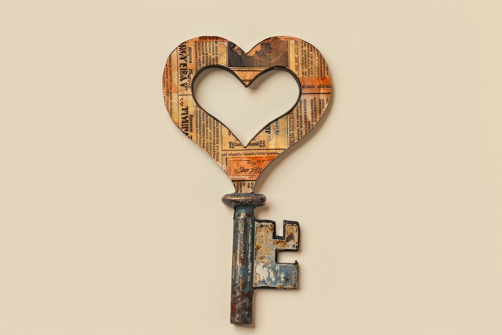 Ephemera paper minimal heart key security symbol racket.