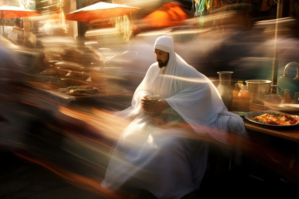 Motion blur photography of a ramadan motion adult city.