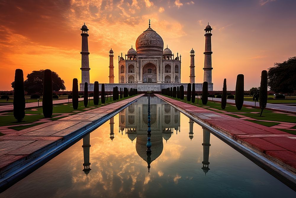 Taj Mahal in India in Ramadan architecture landscape outdoors.