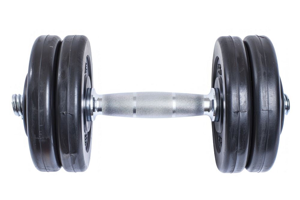 Barbell plastic sports gym white background.