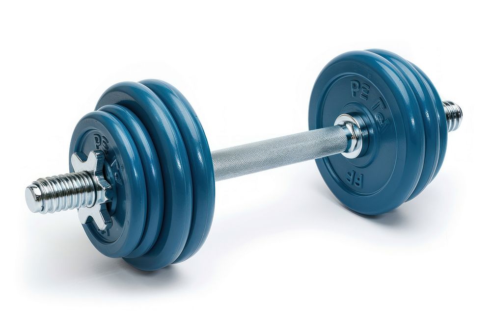 Barbell plastic material sports gym white background.