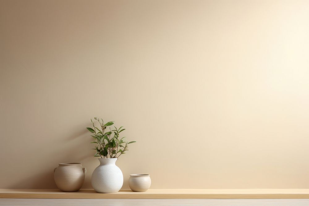 Beige wall simplicity plant vase.