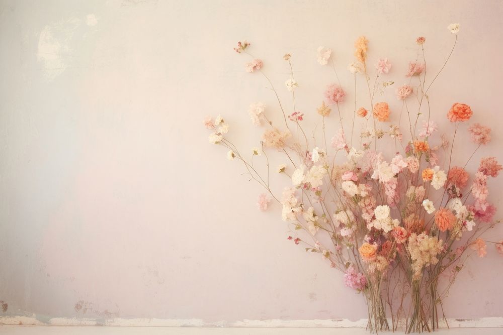 Pastel dead flowers wall painting pattern plant.