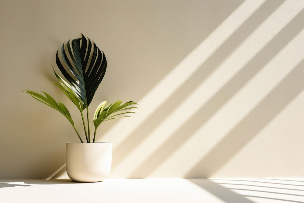 Plant shadow wall leaf vase houseplant.