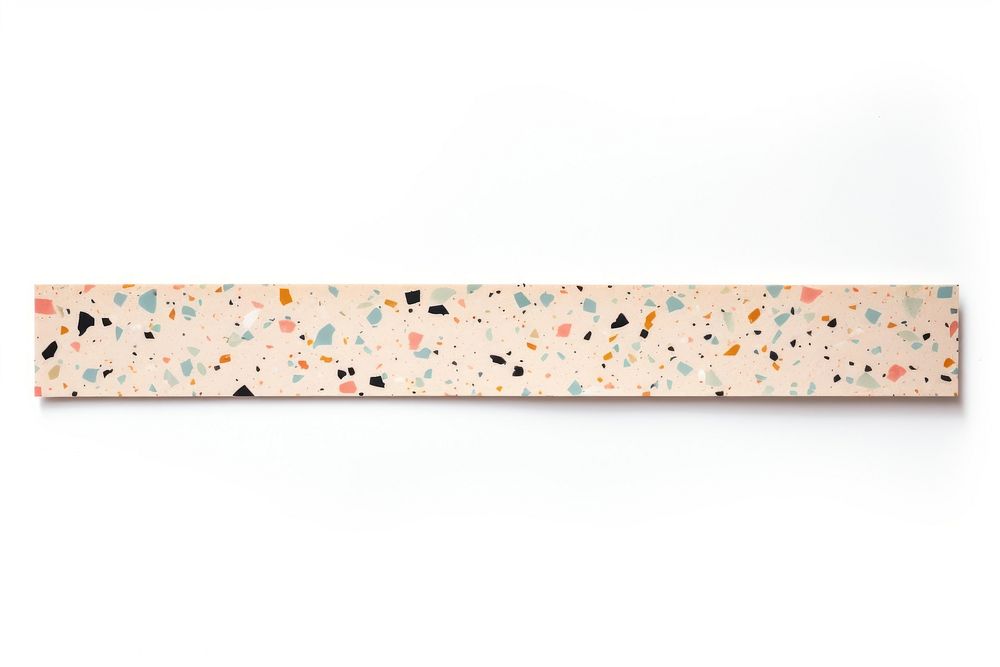 Terrazzo adhesive strip confetti white background rectangle.