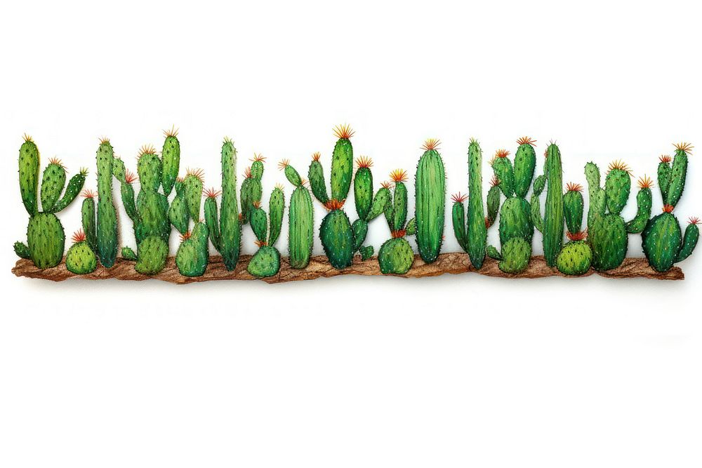 Cactus pattern on adhesive strip plant white background freshness.
