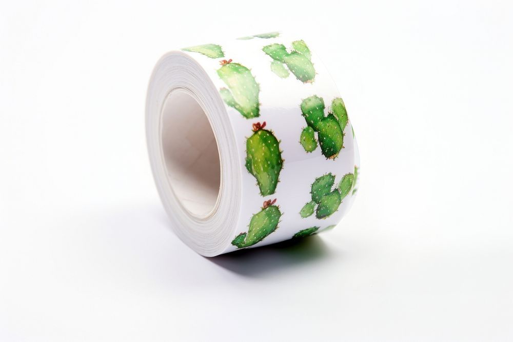 Cactus pattern on adhesive strip tape white background tissue.