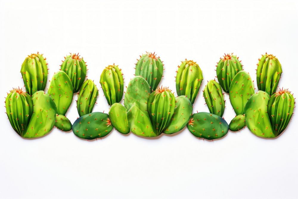 Cactus pattern on adhesive strip plant food white background.