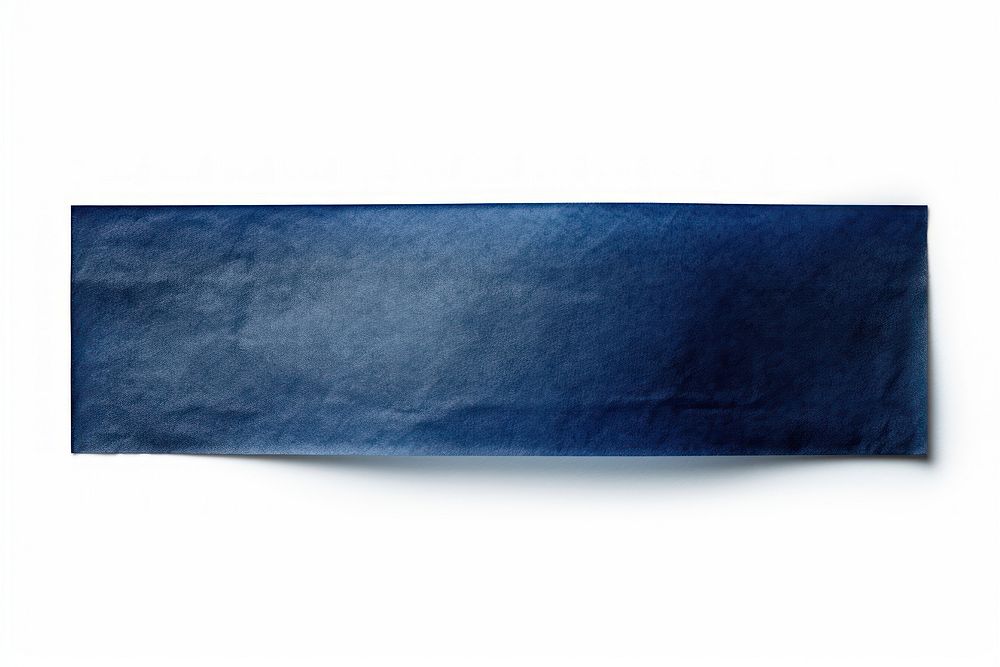 Dark blue adhesive strip paper denim white background.