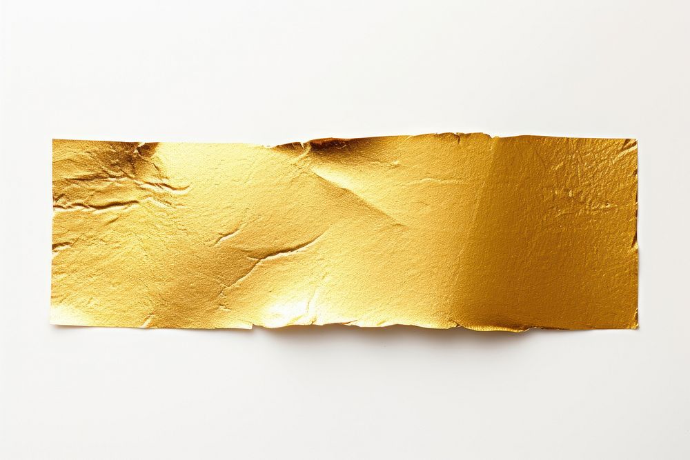Gold foil adhesive strip paper white background rectangle.