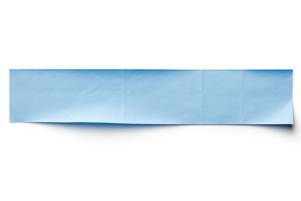 Light blue adhesive strip paper white background rectangle.