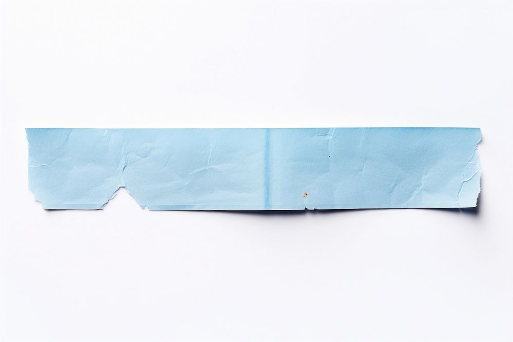 Light blue adhesive strip paper white background rectangle.