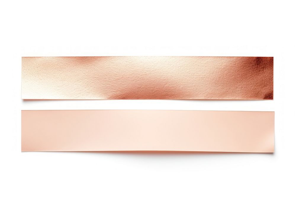 Rose gold adhesive strip backgrounds white background rectangle.