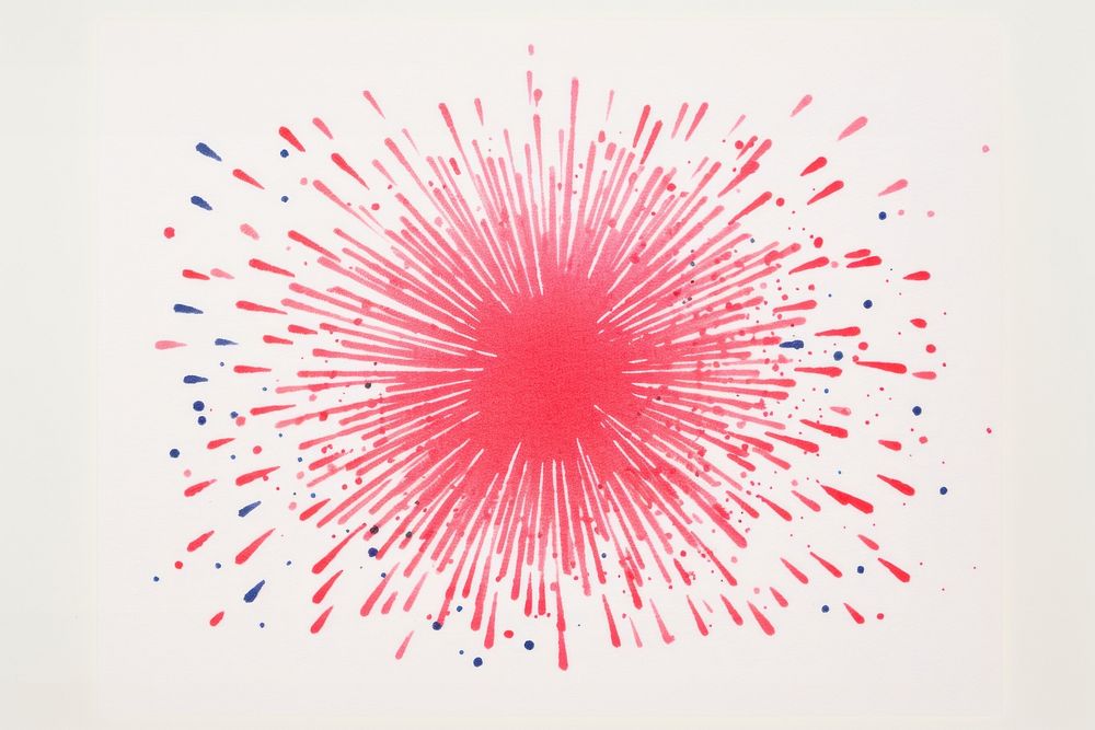 Simple abstract Risograph printing illustration minimal of fireworks art splattered creativity.