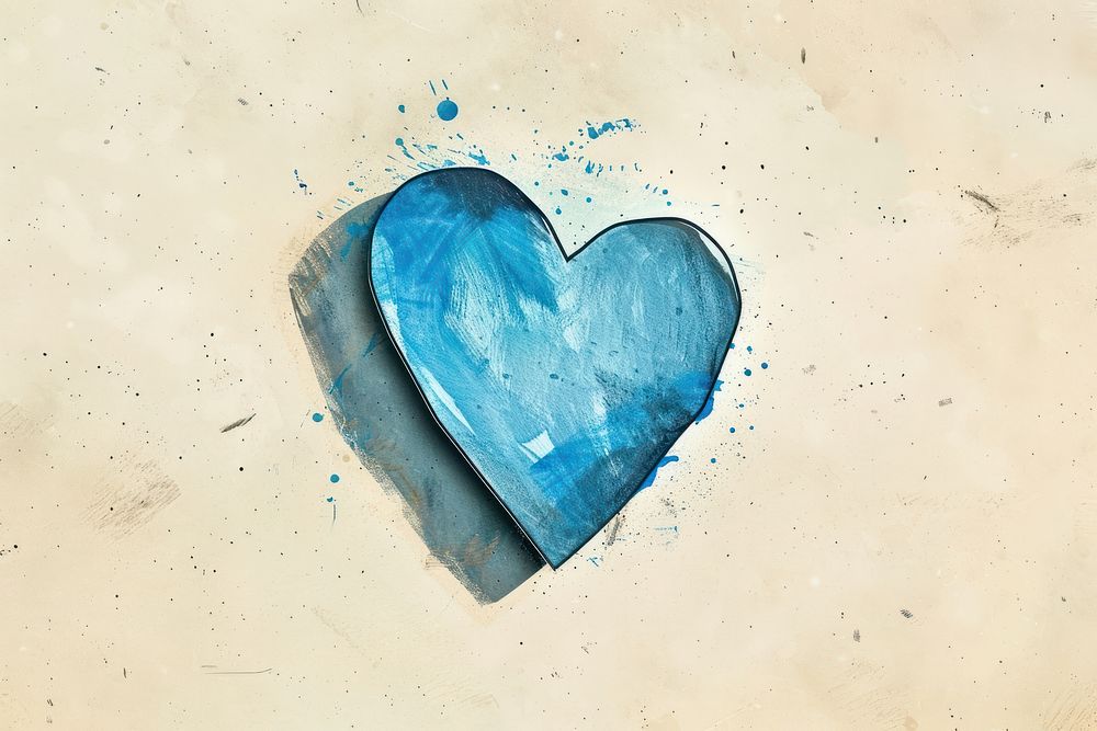 Drawing of blue heart creativity turquoise textured.