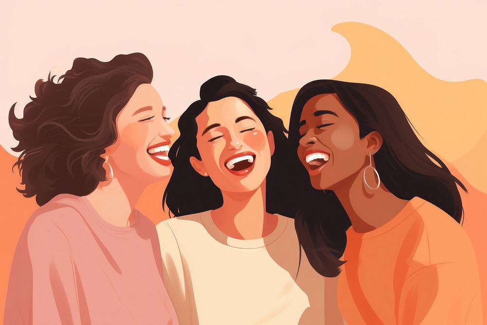 Three Friendship laughing friendship smile.