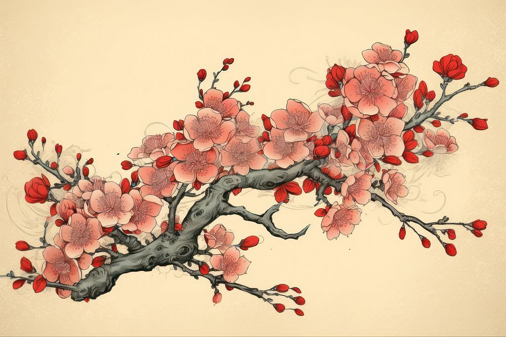 An isolated sakura bouquet art blossom flower.