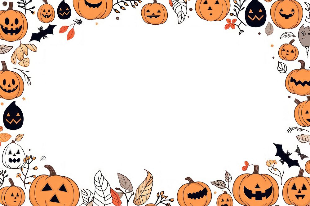 Cute halloween frame backgrounds anthropomorphic jack-o'-lantern.
