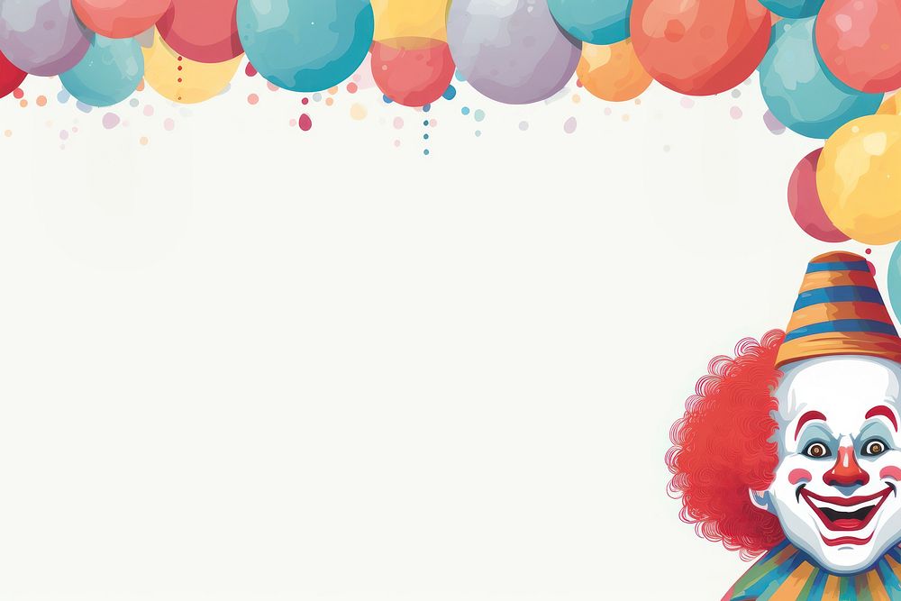 Clown frame pastel balloon celebration anniversary.