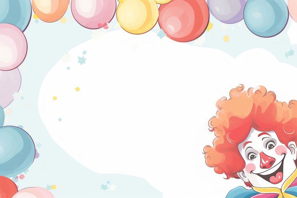 Clown frame pastel backgrounds celebration happiness.