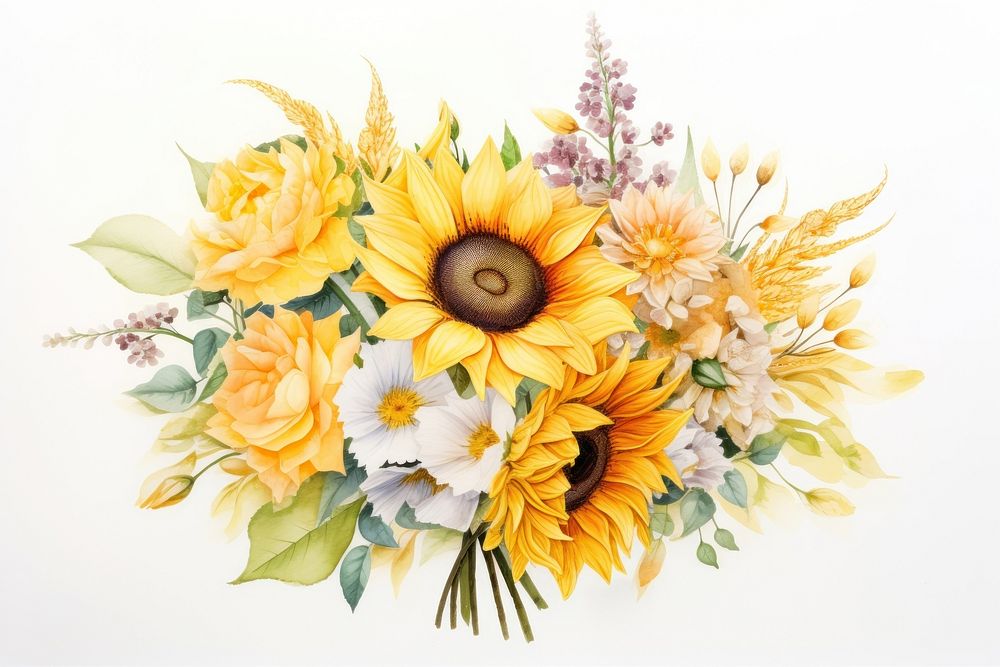 Sunflower bouquet painting plant art.