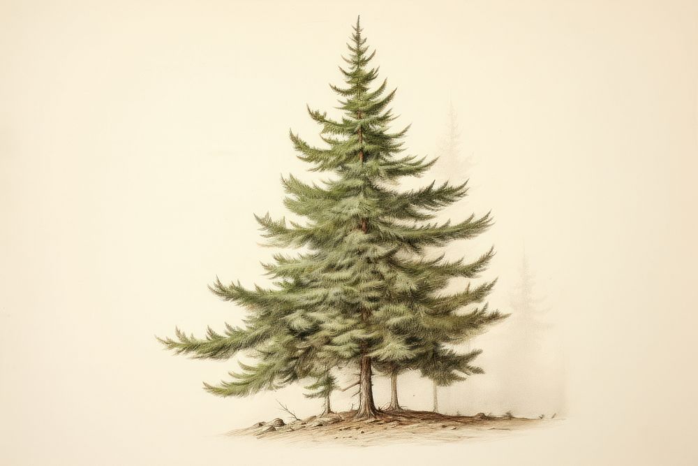 Spruce tree christmas drawing sketch.