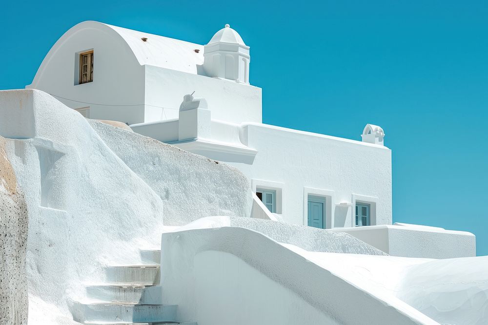 White architecture of Oia village building outdoors nature.
