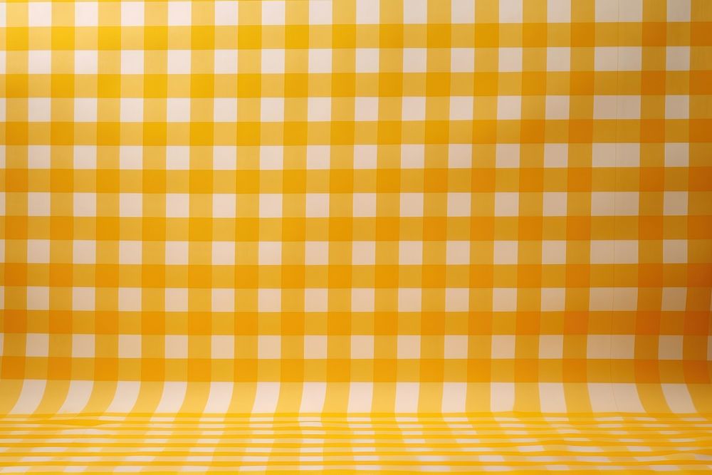Yellow gingham plaid fabric backgrounds tablecloth wallpaper.