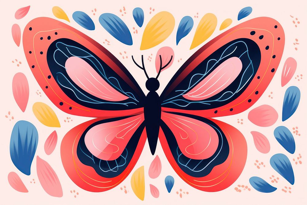 Memphis butterfly abstract shape pattern creativity graphics.