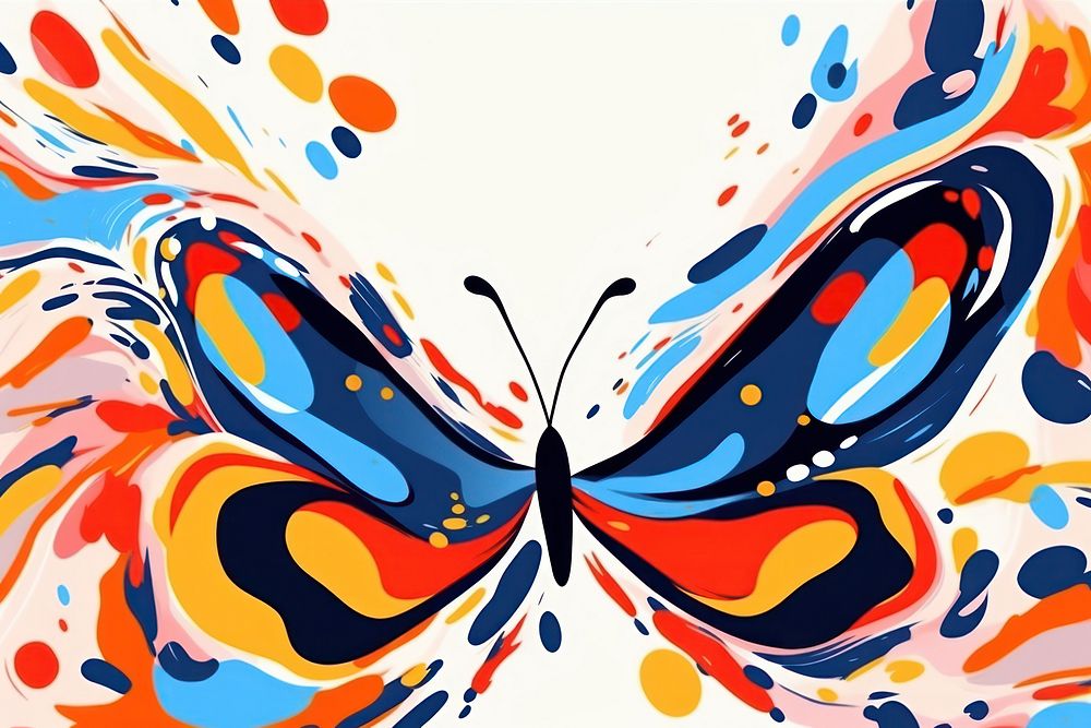 Memphis butterfly abstract shape backgrounds painting pattern.