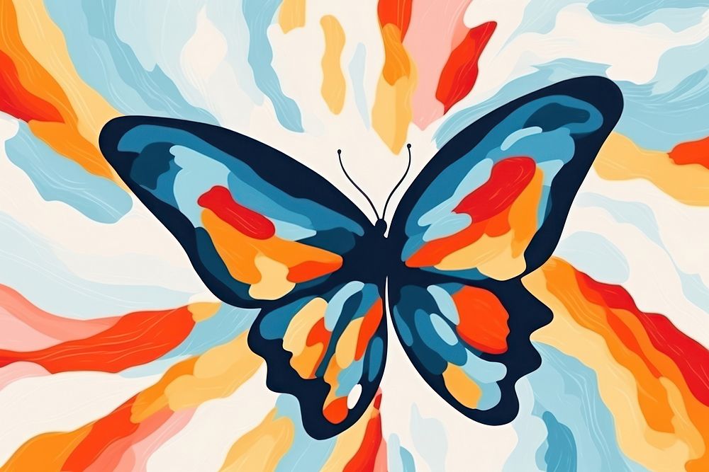 Memphis butterfly abstract shape backgrounds paint line.