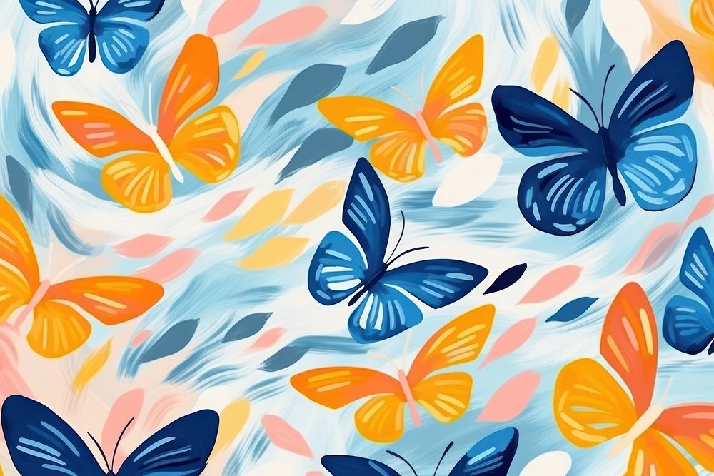 Memphis butterflies abstract shape backgrounds wallpaper pattern.