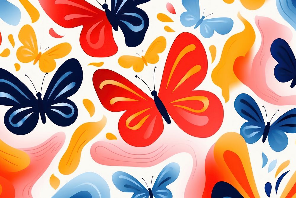 Memphis butterflies abstract shape backgrounds pattern line.