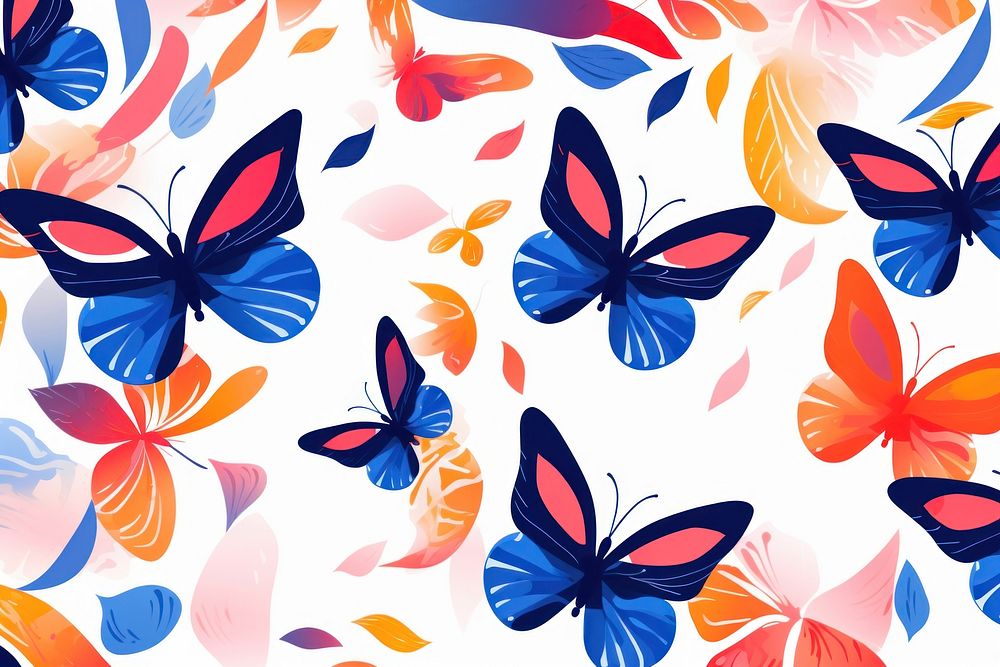 Memphis butterflies abstract shape backgrounds pattern line.