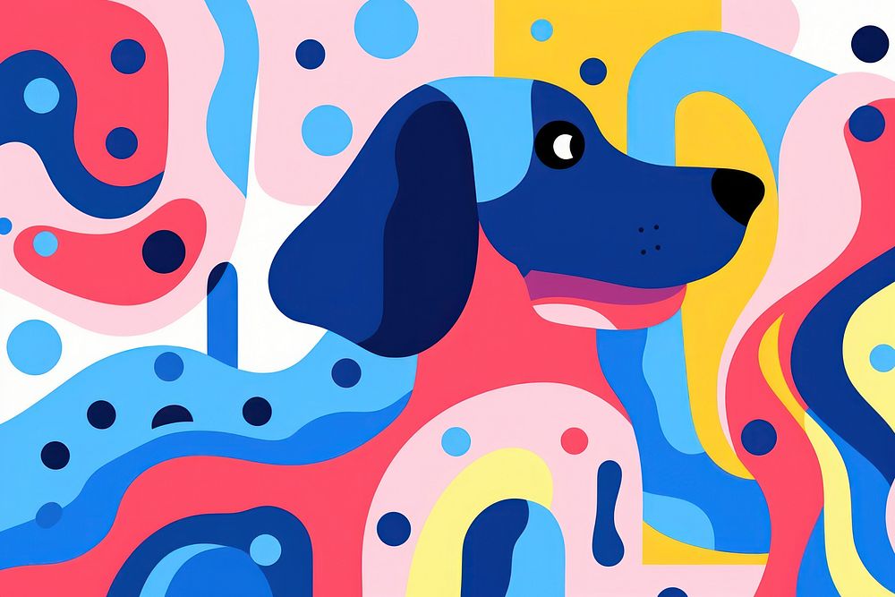 Memphis dogs abstract shape backgrounds painting pattern.