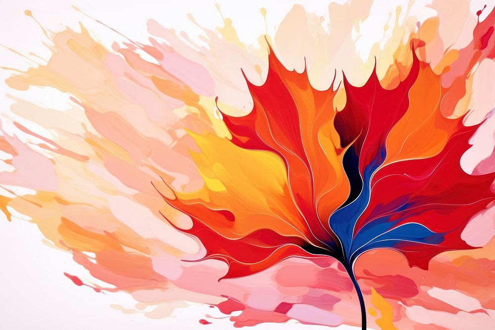 Memphis maple leaf abstract shape backgrounds painting plant.