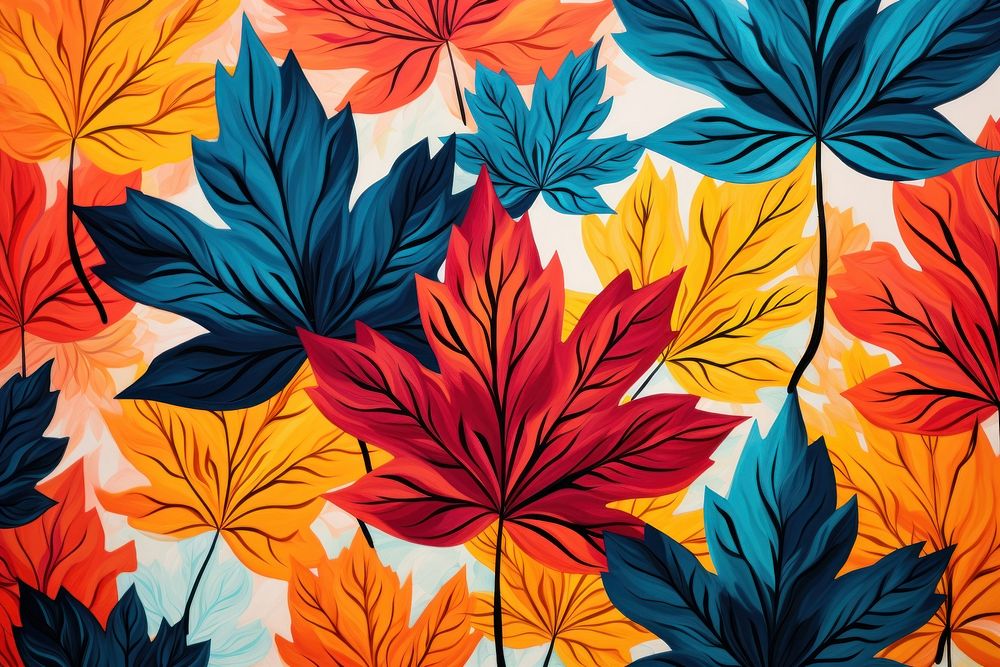 Memphis maple leaves abstract shape backgrounds wallpaper pattern.