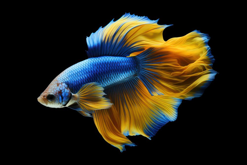 Betta fish animal yellow blue.