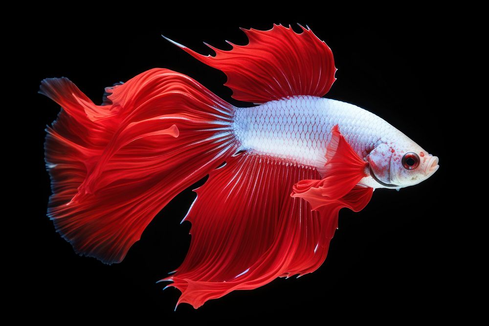 Betta fish animal red underwater.