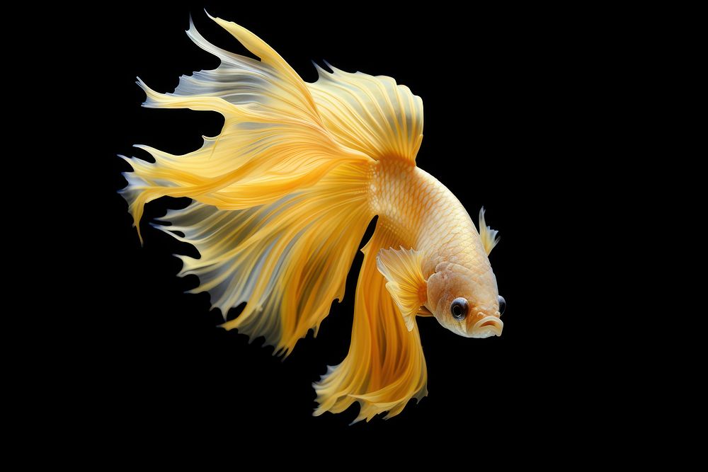 Yellow betta fish goldfish animal underwater.