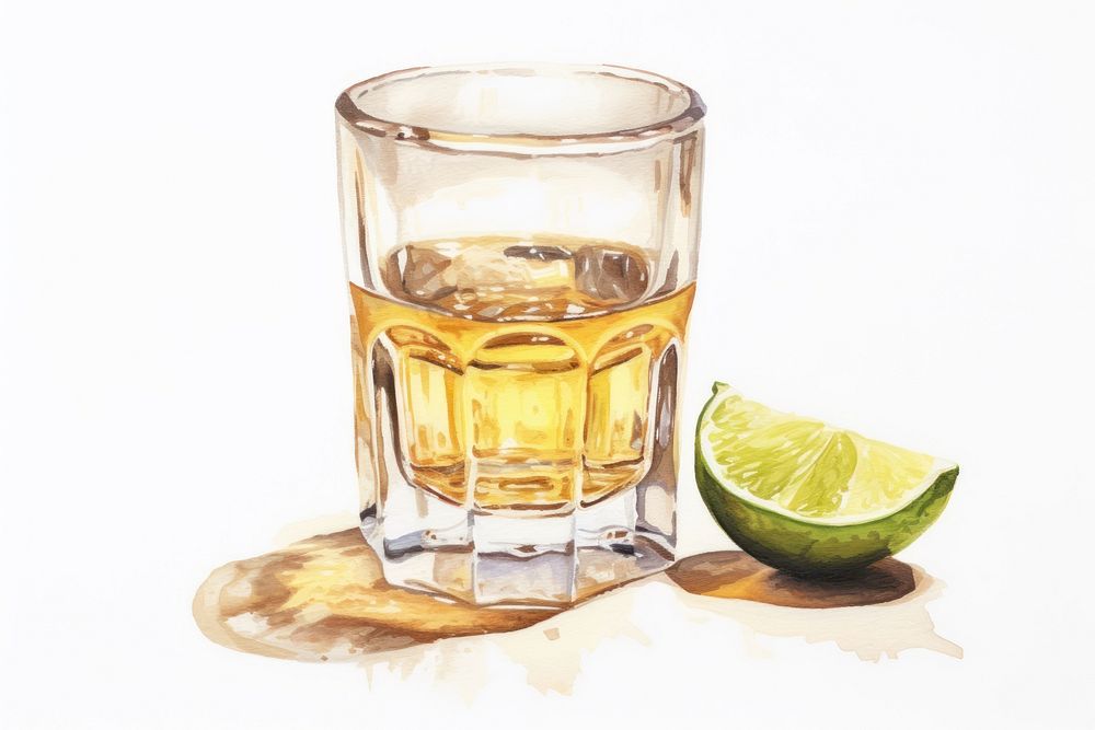 Glass of tequila glass painting whisky.
