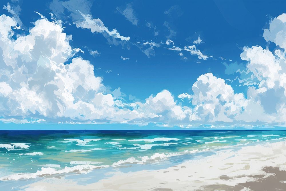 Tropical beach with blue sky cloud backgrounds abstract.