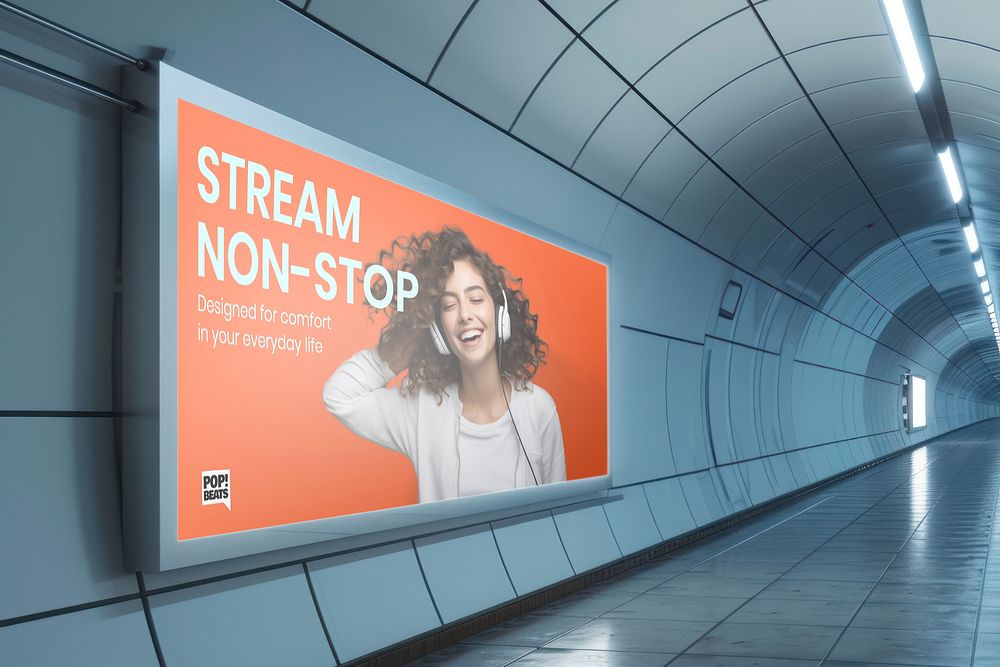 Streaming ad billboard in subway