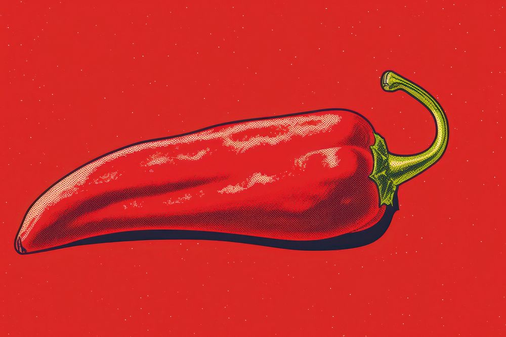 Chili risograph vegetable food freshness.