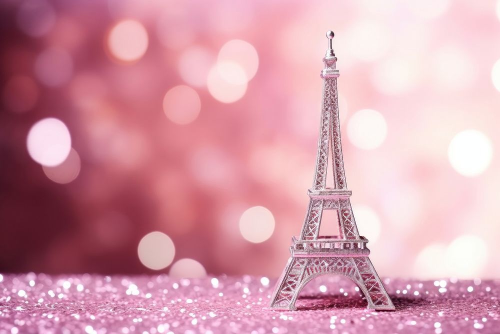 Eiffel tower glitter pink architecture.