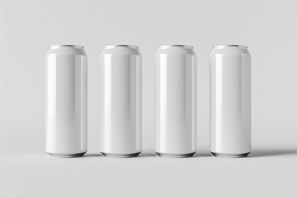 Beer can white cylinder white background.