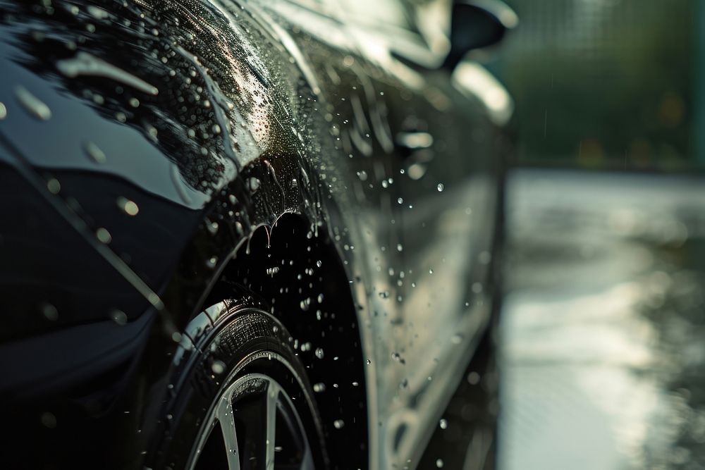 Washing car vehicle wheel tire.