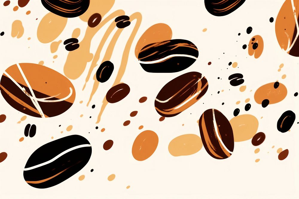 Memphis coffee beans abstract shape backgrounds line confectionery.