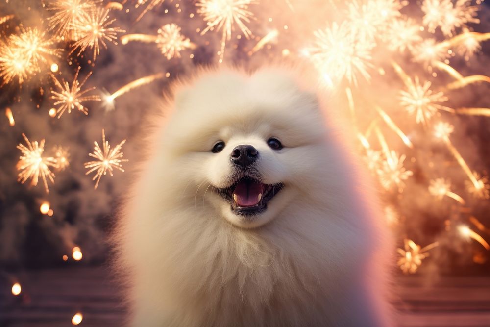 Fluffy polar with firework fireworks mammal animal.